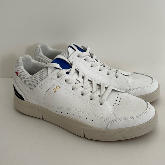 On Cloud Shoes - On Cloud White Blue The Roger Faux Leather Casual Sneaker Shoes Wome‎ Size 9 NEW